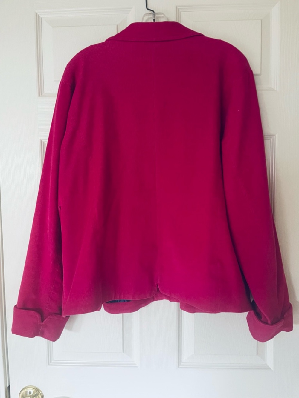 EUC Denim & Co. Fuchsia Corduroy Jacket | Floral Lined Button Front Coat - Picture 2 of 3